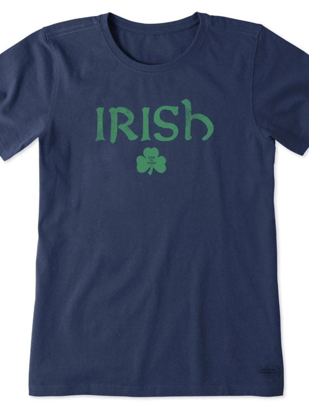 NWT Life Is Good Sz XL Blue Crusher Tee IRISH CLOVER SS Shamrock St Patty Celtic